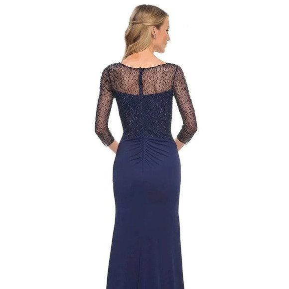 LA FEMME 30028 Navy Maxi Gown Size 2 - Picture 5 of 9